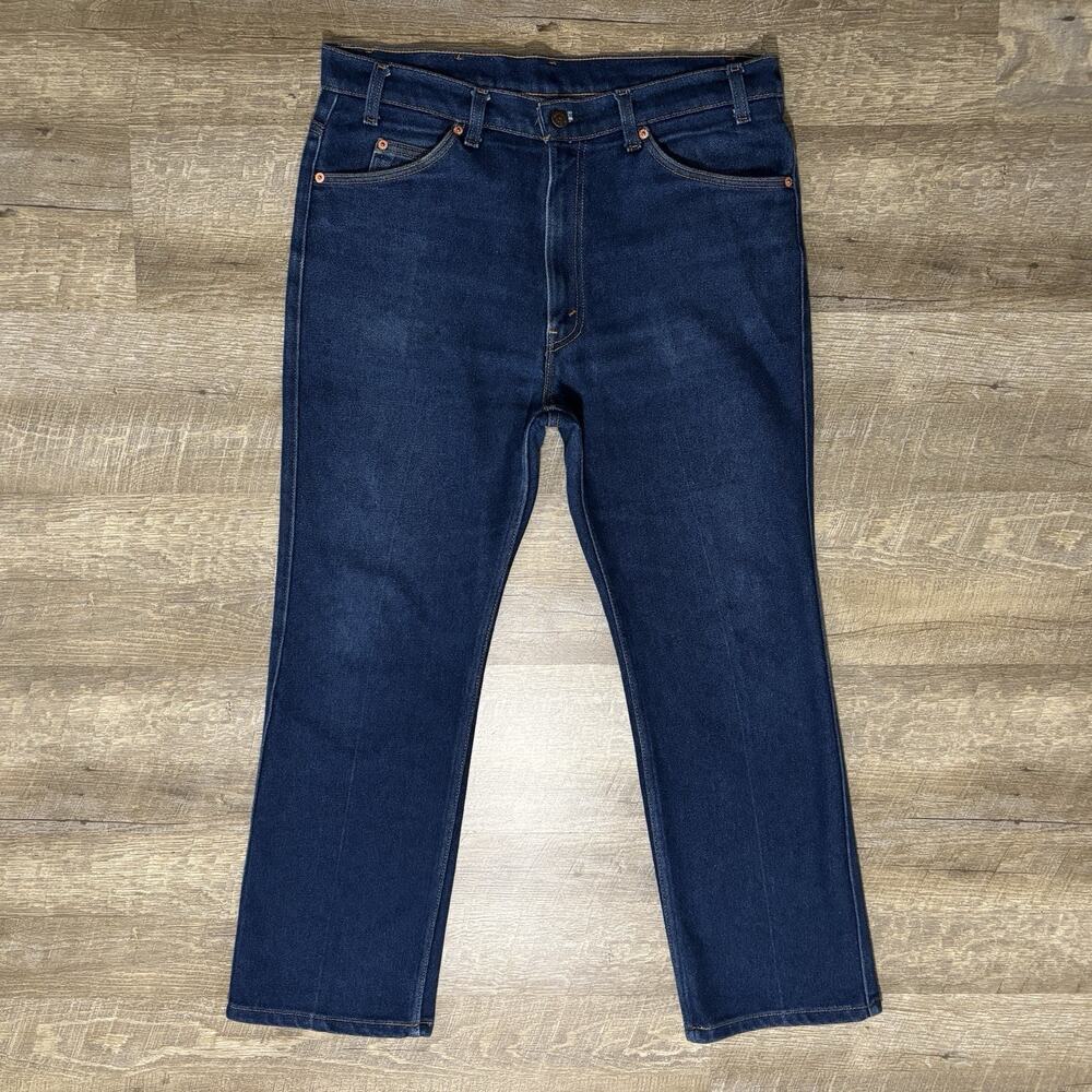 Vintage Levis 517 Jeans Mens 36x29 Dark Wash Boot Cut Orange Tab MADE IN USA